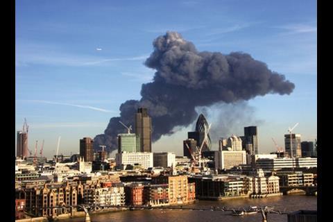 Smoke spreads across London on Monday
